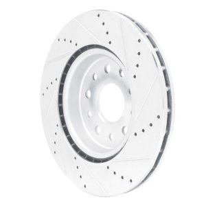 Jeep Grand Cherokee Brake Rotor (1) - Front Left - R1 Concepts - Drilled & Slotted - Silver - `22-`25